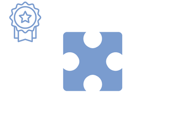 Hellblaues Puzzleteil mit Icon Prämie