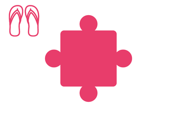 Pinkfarbenes Puzzleteil mit Icon Flip Flops